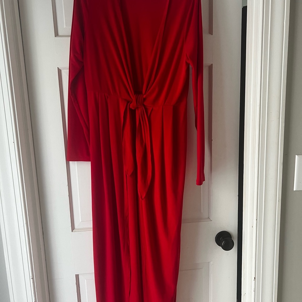 Elegant Red Long Sleeve Dress/Duster